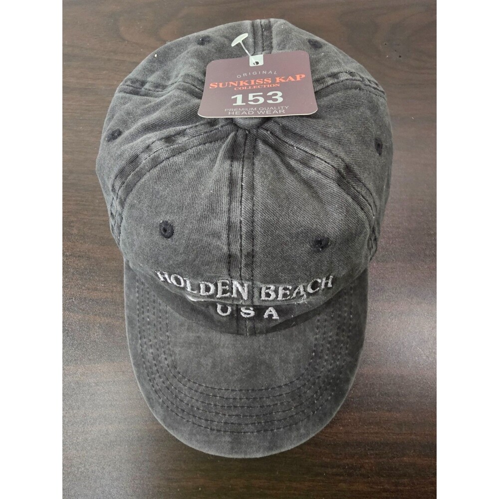 Holden Beach NC USA Hat Black Distressed Cap Sunkiss Kap Collection NWT - Picture 2 of 3